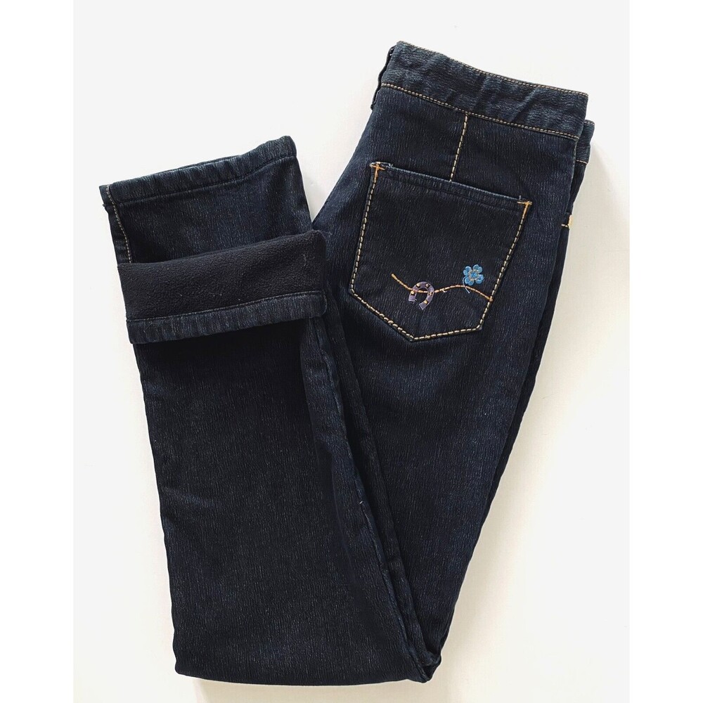 Women's Flecce Jeans High Rise Embroidered‎ Size 30 Made in Korea